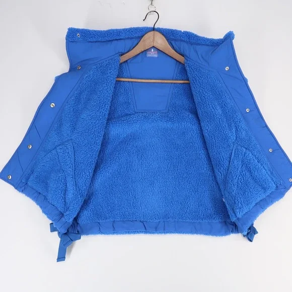 Free People Scout It Out Vest Womens XS Cobalt Blue Fleece Snap Front Boxy Fit - Picture 3 of 11